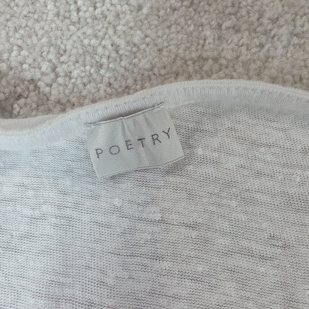 Poetry Shirt Top Womens 12 White Linen Short Sleeve Button Up Lightweight Boho - Picture 4 of 9